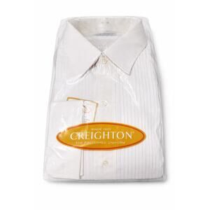 Vintage Creighton Navy Exchange Tuxedo Shirt Deadstock 18x35 Pleated USA